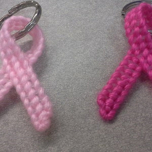 Plastic Canvas Cancer Awareness Ribbon Keychain image 2