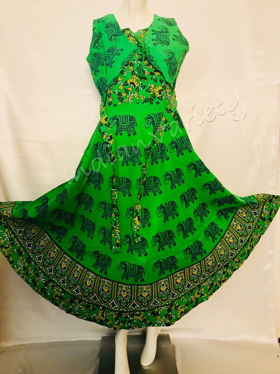 long frock green colour