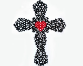 PDF Shuttle Tatting Cross with Heart Pattern