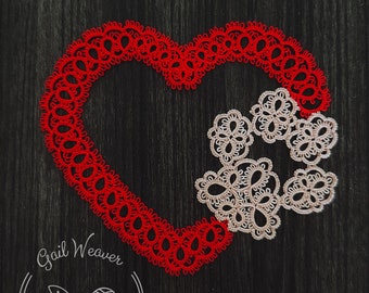 The Heart with a Paw Shuttle Tatting Pattern