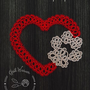 The Heart with a Paw Shuttle Tatting Pattern