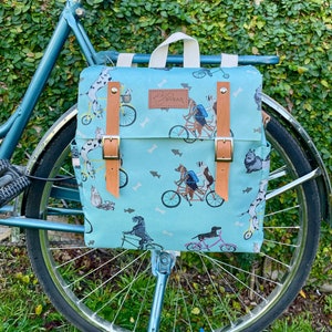 Bicycle waterproof pannier, Dogs and Bikes bicycle pannier, bicycle messenger,  bicycle accessories, gift idea