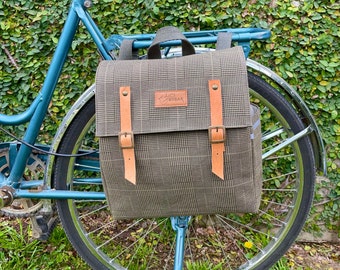 Prince of Wales Bicycle pannier/green pannier/bicycle messenger/green bag/ bicycle accessories/green messenger/ bicycle bag