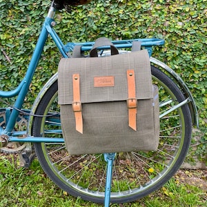 Prince of Wales Bicycle pannier/green pannier/bicycle messenger/green bag/ bicycle accessories/green messenger/ bicycle bag