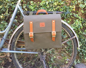 Bicycle pannier/Green military canvas pannier/bicycle messenger/bike bag/bike accessories