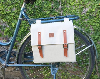 Alforja de bicicleta/Alforja de lona crema/mensajero de bicicleta/bolsa de bicicleta/accesorios de bicicleta