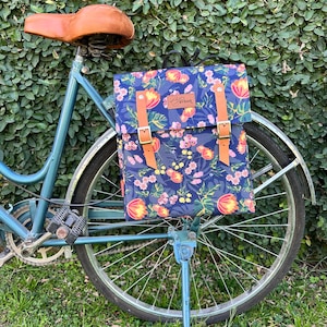 Double water repellent Blue Floral Pannier/ Bicycle waterproof pannier/ Bike pannier/ bicycle double pannier/bike bag/double bike pannier/
