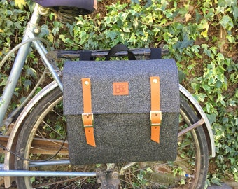 Fahrrad pannier/Schwarze Glitzer Canvas und Leder Panniers/Fahrrad-Messenger/Fahrrad-Zubehör/Canvas Messenger/schwarze Glitzertasche