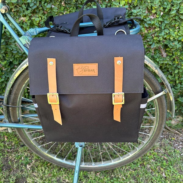 Water Resistant Black Cordura Double Bike Pannier