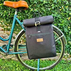 Roll top Backpack Black hook /Water resistant Bicycle pannier/ convertible backpack /lightweight backpack/ water resistant pannier