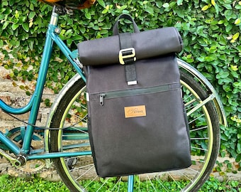 Schwarz Roll Top Rucksack Pannier: Wasserfeste Cabrio Tasche