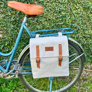 Pannier de bicicleta/pannier de lona creme/mensageiro de bicicleta/bolsa de bicicleta/acessórios de bicicleta