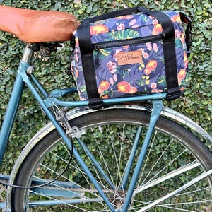 マグイフローラルブルー自転車トランクバッグ - 防水自転車フローラルバッグ