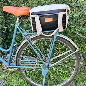 Magui Schwarze Baumwolle und Apfelleder Gepäck - Vegan Leder Fahrradtasche