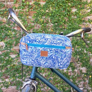 Borsa per bicicletta, manubrio in tela di cotone blu Hawaii, accessori per bicicletta, borsa per bicicletta, borsa per ciclismo, manubrio per bicicletta