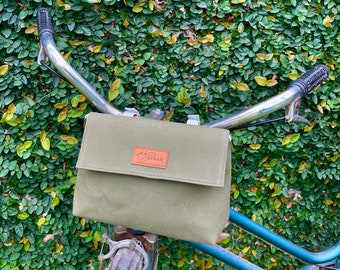 Green handlebar bicycle bag, handlebar bag, bicycle purse, bicycle accessories, gift for her