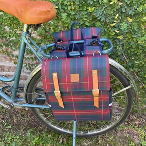 Double waterproof Plaid Pannier/ Bicycle waterproof pannier/ Bike pannier/ bicycle double pannier/bike bag/double bike pannier/