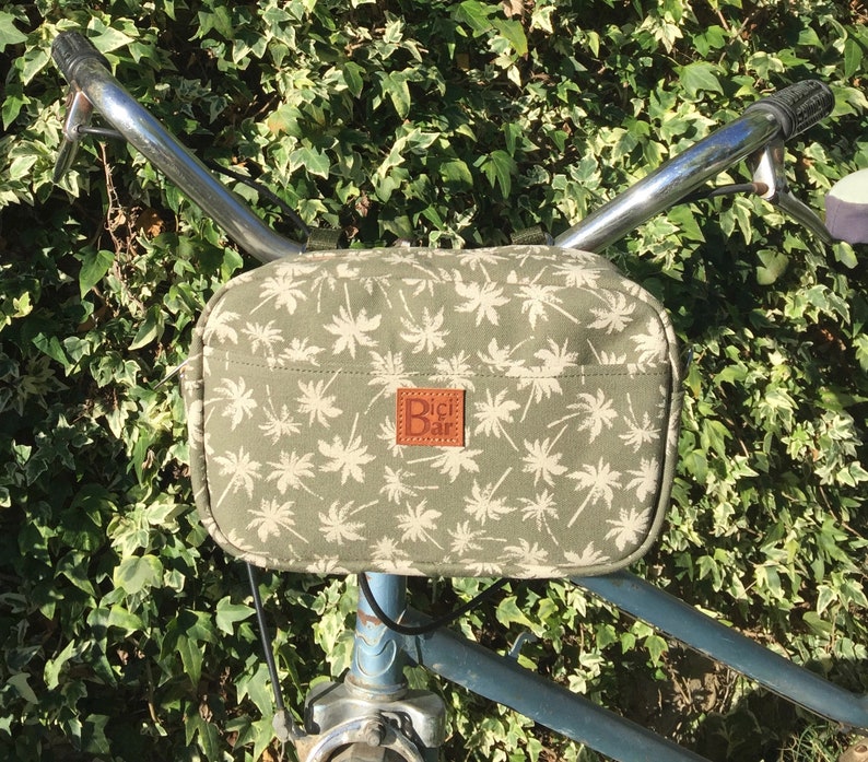 cotton canvas handlebar Palms Bicycle bag bike bag cycling bag bicycle accessories bicycle palms handlebar