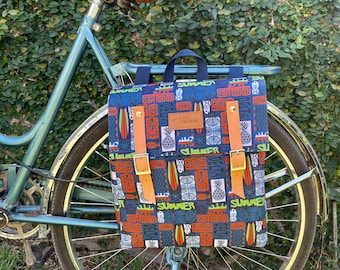Waterproof Bicycle Pannier, Cordura and Leather Messenger Bag