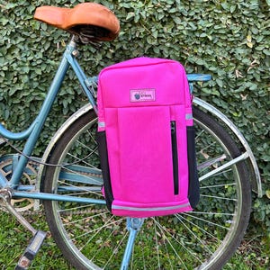 Sport Pink Water Resistant Bicycle pannier/ convertible backpack /lightweight backpack/ bicycle accessories/ Pink backpack pannier