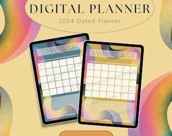 Colorful Bliss 2024 Monthly Planner, digital monthly planner for iPad and tablet, printable