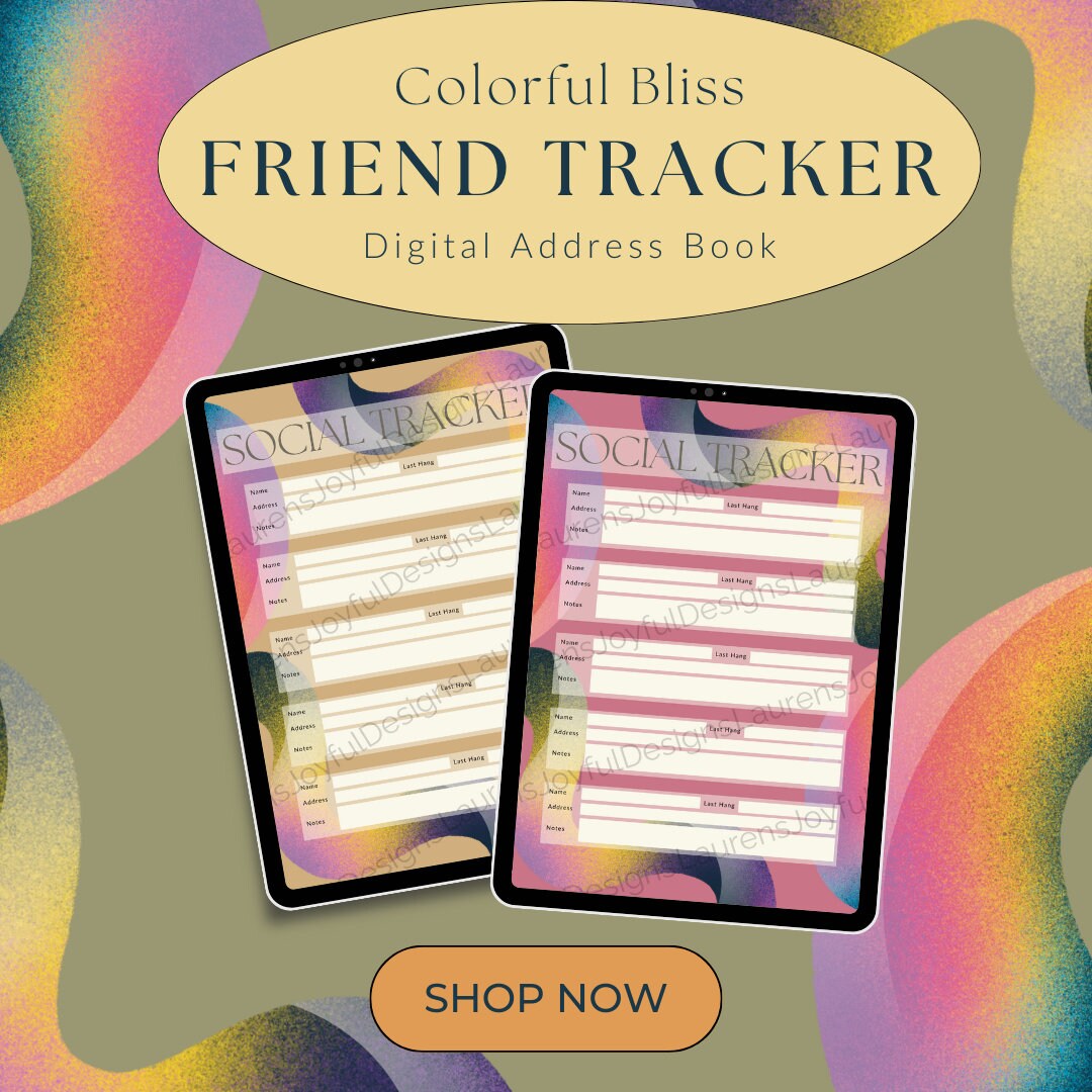 Colorful Bliss Friendship Connection Tracker - Digital Address Book for ...