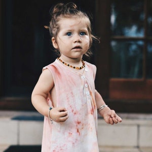 baby girl and toddler Tiedye summer singlet, oversize top, baby dress, summer dress, summer top, buttoned top baby girl, pink blush dress