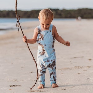 Boys overalls. baby romper, toddler romper Sizes 000-5 Overalls sky blue Tie, unisex toddler long overalls, jumpsuit, tie die handmade