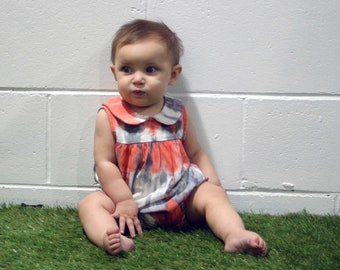 Baby Girl tiedye Romper, collared Romper, Cotton summer tie dye playsuit, jumpsuit, boho baby bohemian baby girl