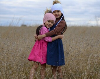 Pinafore de lino rosa intenso, pinny para niñas, vestido rosa para niñas, vestido de lino, vestido de lino rosa intenso, lino, pinny para niños pequeños, vestido de lino de invierno