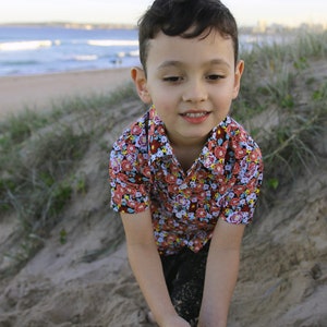 Boys Floral Shirt, Boys dress shirt, collared shirt, toddler flower shirt, flower child, floral button up, wedding shirt, paige boy shirt image 2