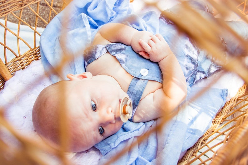 tiedye romper,boys overalls, Baby boy, toddler boy, romper, Baby girl, Toddler Girl, uni-sex tiedye romper, blue tiedye, handmade, summer image 2