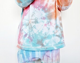 Kids Rainbow Tie-Dye Harem Leggings: Ethical Cotton Drop Crotch Pants