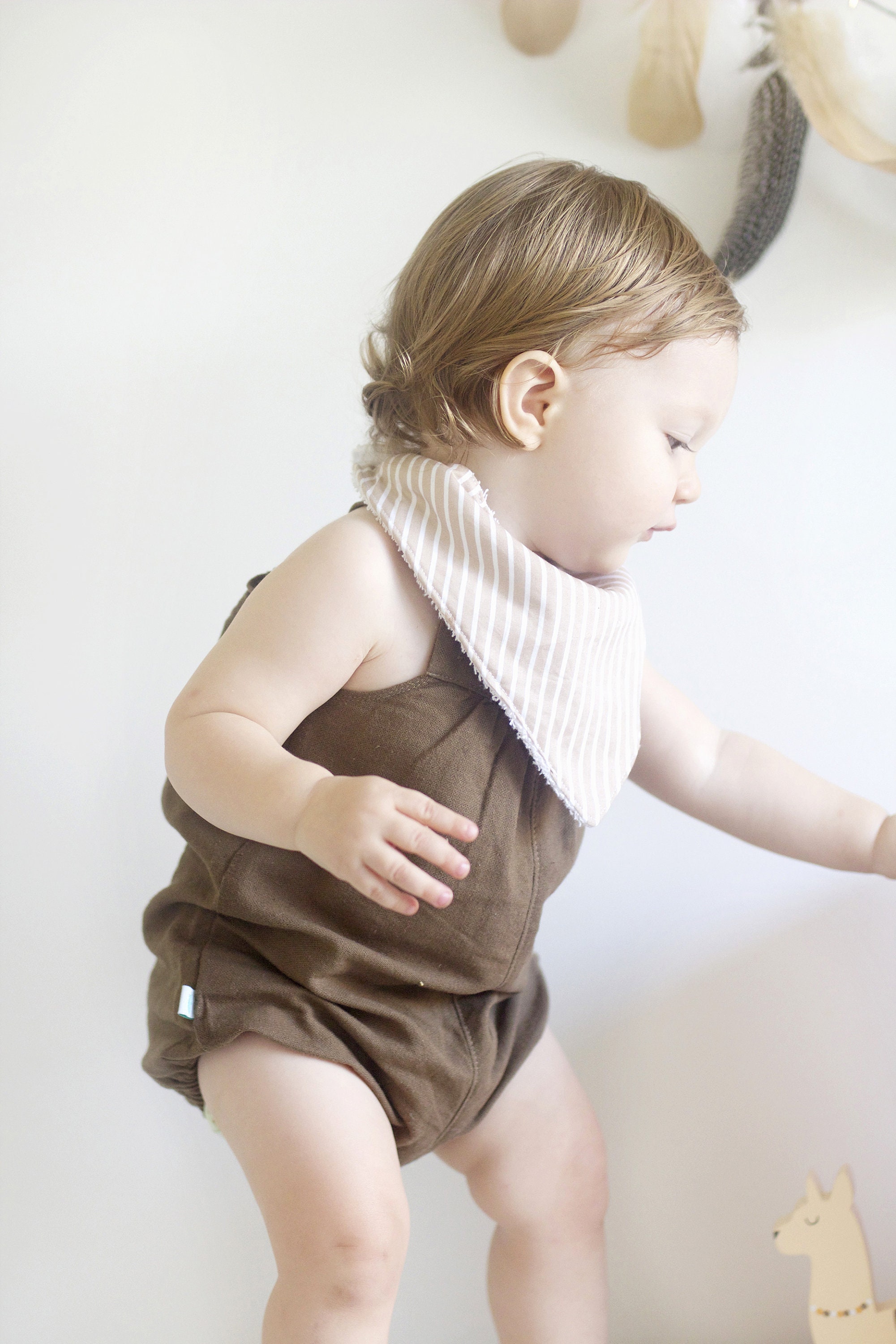 Dark Chocolate Brown Linen Romper Baby Boy Romper Uni Sex Etsy