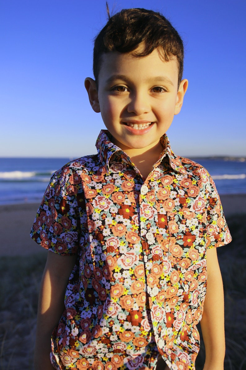 Boys Floral Shirt, Boys dress shirt, collared shirt, toddler flower shirt, flower child, floral button up, wedding shirt, paige boy shirt image 8