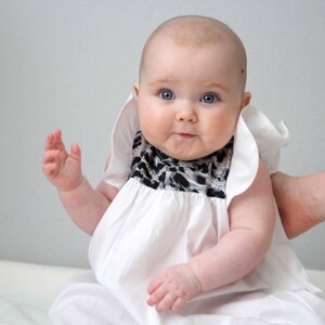 White and Leopard Print Baby Girl Dress, Toddler dress, boho flutter christening dress, baptism dress first birthday dress, new born to 3T image 5