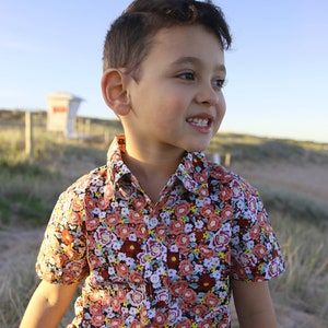 Boys Floral Shirt, Boys dress shirt, collared shirt, toddler flower shirt, flower child, floral button up, wedding shirt, paige boy shirt image 3