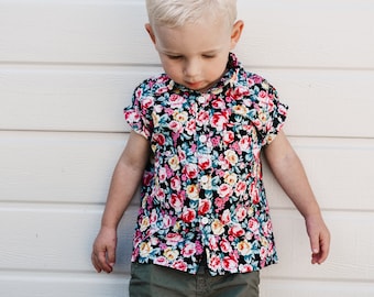 Boys shirt, Baby boy floral shirt, Toddler boho shirt, boys dress shirt, collared shirt, summer party shirt, kids shirt, dress shirt, boho