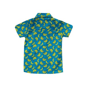 Boys shirt, Baby boy banana shirt, Toddler shirt, boys dress shirt, collared shirt, blue summer shirt, kids shirt, dress shirt image 4