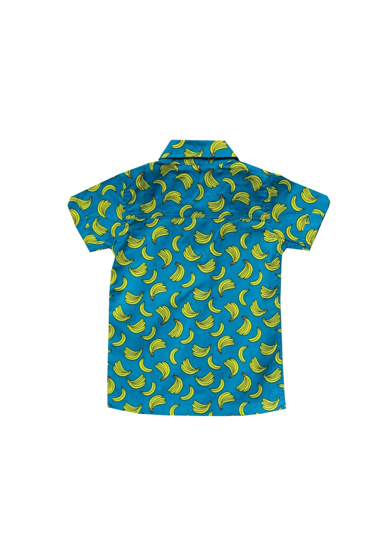 Boys shirt, Baby boy banana shirt, Toddler shirt, boys dress shirt, collared shirt, blue summer shirt, kids shirt, dress shirt image 4