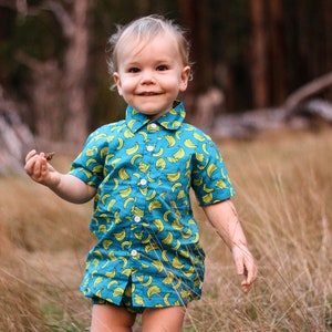 Boys shirt, Baby boy banana shirt, Toddler shirt, boys dress shirt, collared shirt, blue summer shirt, kids shirt, dress shirt image 7