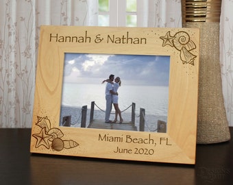 Paradise Found Personalized Honeymoon & Vacation Picture Frame Engraved with Text and Font Selection (Select Size and Frame Orientation)