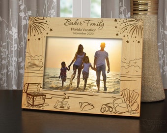 Fantasy Vacation Personalized Inspired Vacation Picture Frame Engraved with Text and Font Selection (Select Size and Frame Orientation)