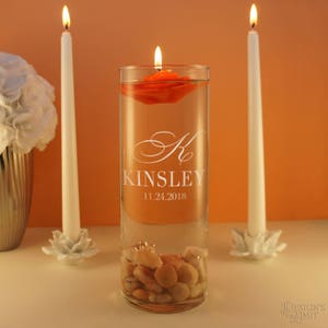 Personalized Unity Ceremony Candle Holder Engraved with Design Options with Optional Floating Candle Available (Each)