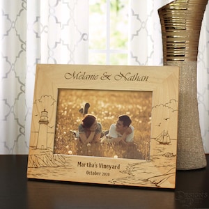 Mariner Inspired Personalized Picture Frame with Your Text and Choice of Any Font From Our Selection (Select Size & Frame Orientation)