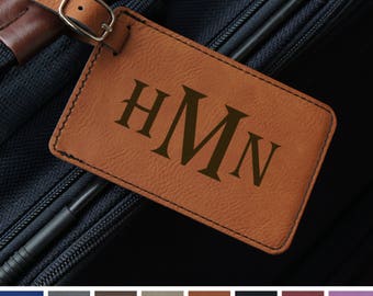 Personalized Luggage Tag Set Engraved with Choice of Design & Font from Our Selection (Set of Two - Select Color)