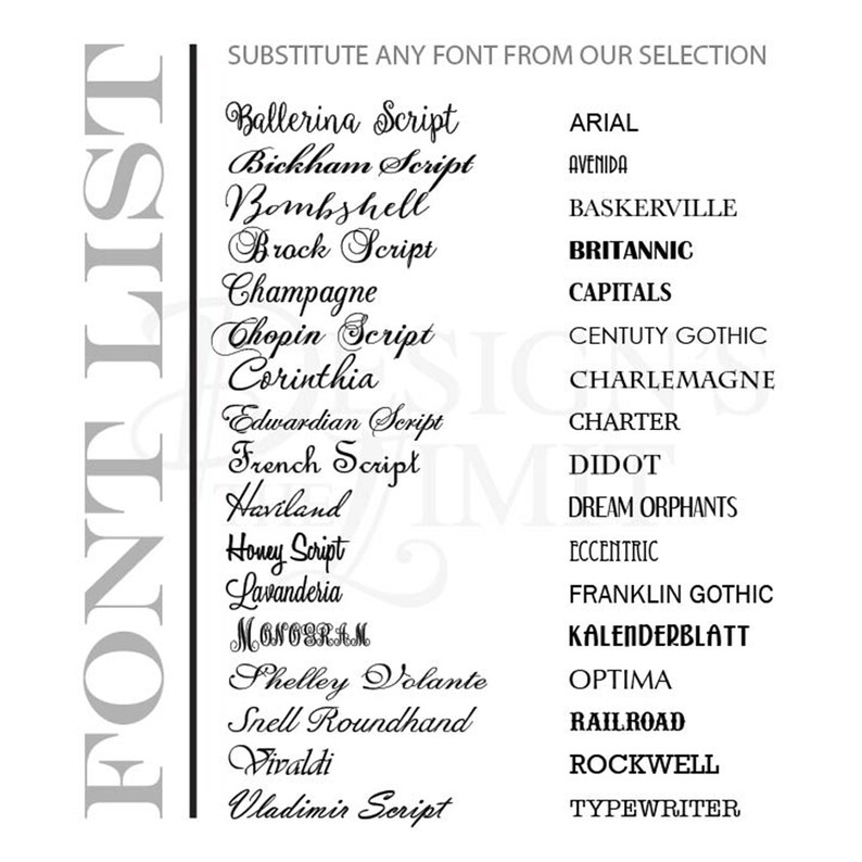 Puede incluir: Una lista de fuentes en texto negro sobre fondo blanco. Las fuentes est&aacute;n listadas en orden alfab&eacute;tico con sus nombres de fuente correspondientes. La lista de fuentes tiene el t&iacute;tulo "FONT LIST" en texto negro sobre fondo blanco.