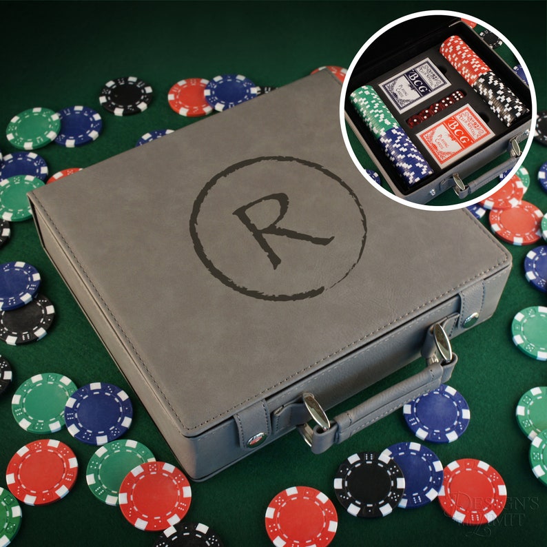 Personalized Poker Gift Set with Cards Chips & Dice Etsy