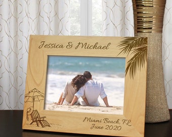 Vacation to Remember Personalized Picture Frame + Enter Text Engraved with Font Selection (Select Size and Frame Orientation)