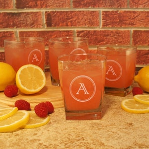 Personalized Juice Glasses Engraved with Monogram Design Options & Font Selection (Each)